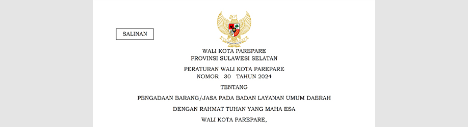 Peraturan Wali Kota Parepare Nomor 30 Tahun 2024 tentang Pengadaan Barang/Jasa Pada Badan Layanan Umum Daerah