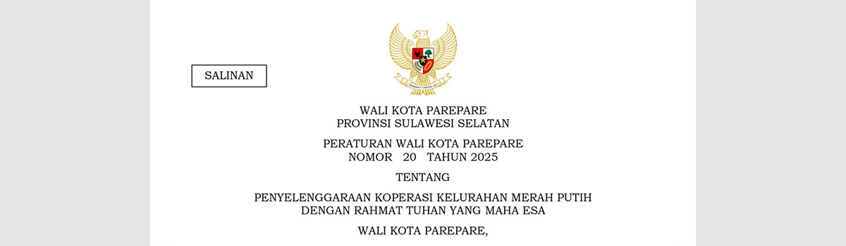 Peraturan Wali Kota Parepare Nomor 20 Tahun 2025 tentang Penyelenggaraan Koperasi Kelurahan Merah Putih