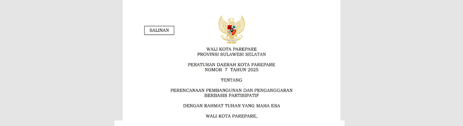 Peraturan Daerah Kota Parepare Nomor 7 Tahun 2025 tentang Perencanaan Pembangunan dan Penganggaran Berbasis Partisipatif