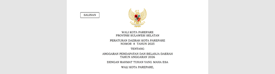 Peraturan Daerah Kota Parepare Nomor 8 Tahun 2025 tentang Anggaran Pendapatan dan Belanja Daerah Tahun Anggaran 2026